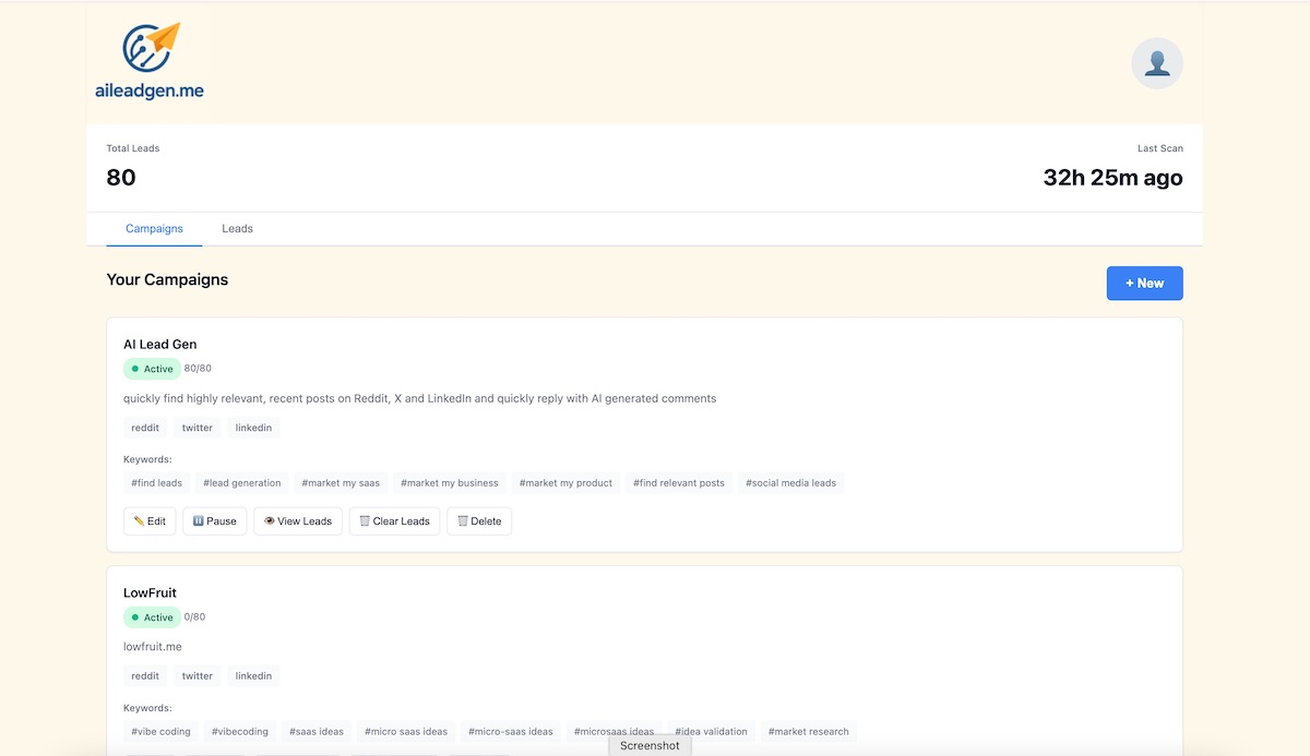 AI Lead Gen Dashboard